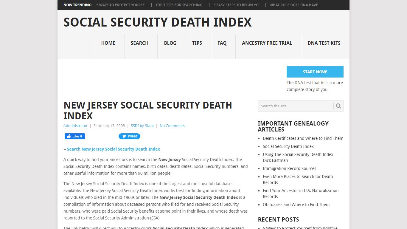 New Jersey Social Security Death Index